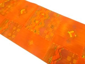 未使用品　枡に幾何学模様織り出し　袋帯